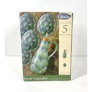 Gibson Cookware Fresh Vegetable 5pc Artichoke Oil Dipping Set Vintage NIB